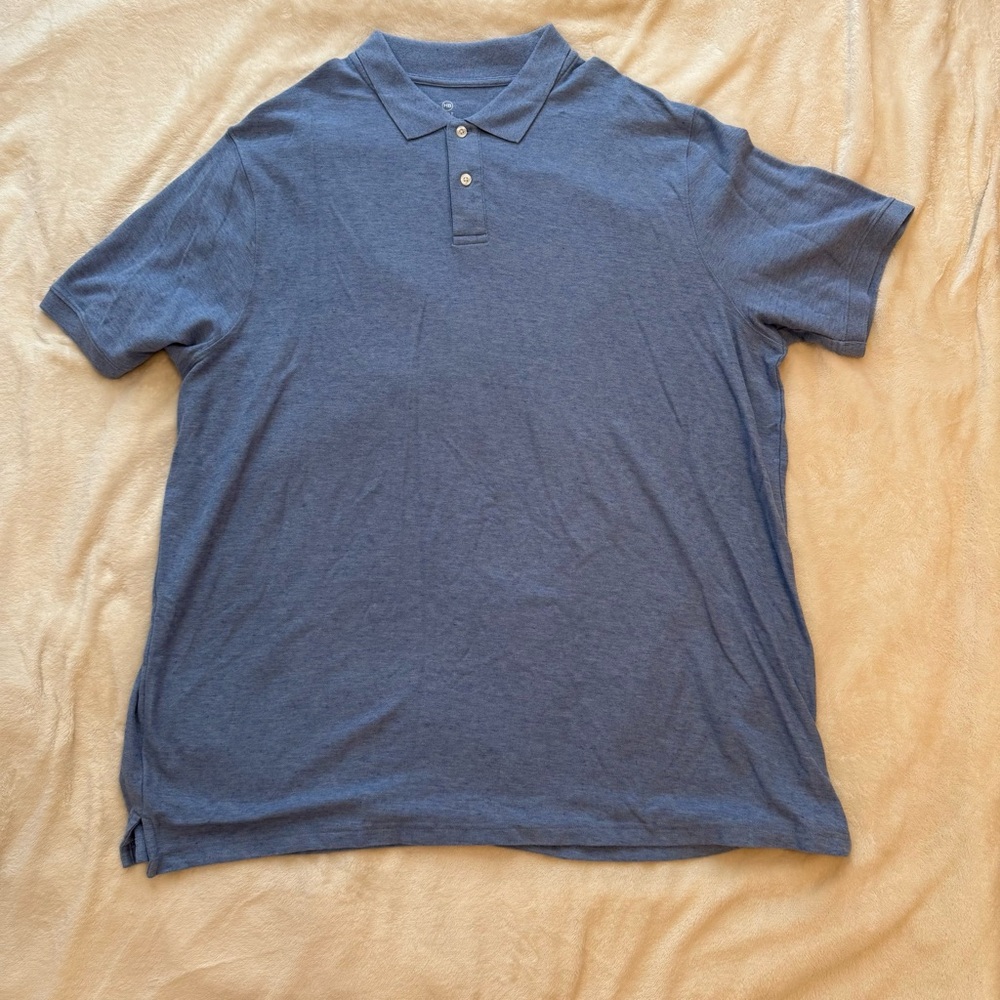 Big and Tall Classic Blue Polo Style Shirt with Relaxed Fit